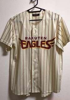 Genuine Japan Baseball Majestic Tohoku Rakuten Eagles Pin Stripe Jersey White L