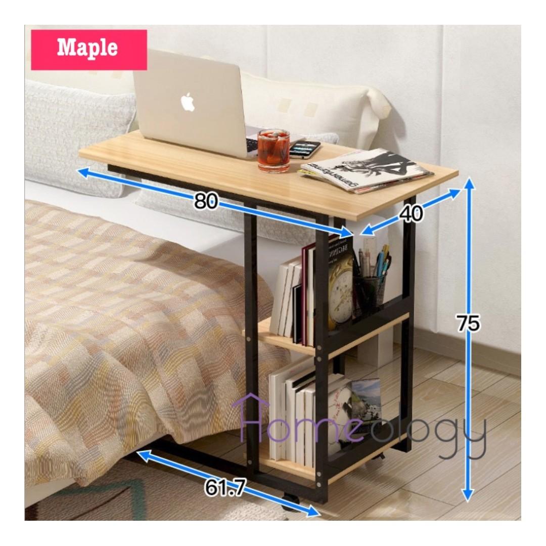 3 Colours Movable Bedside Table Space Saving Study Desk