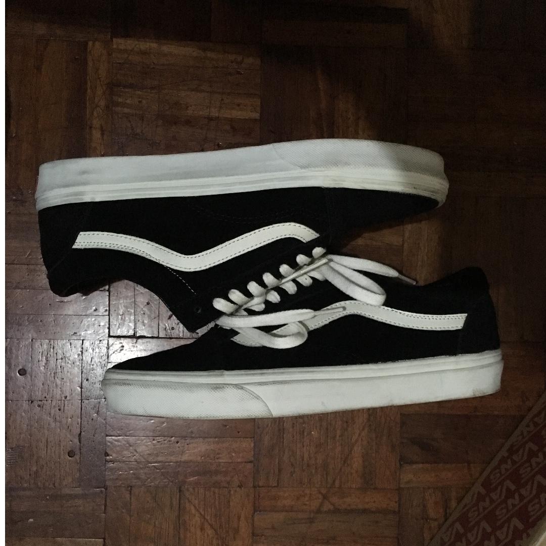 Vans old skool herringbone lace black white online