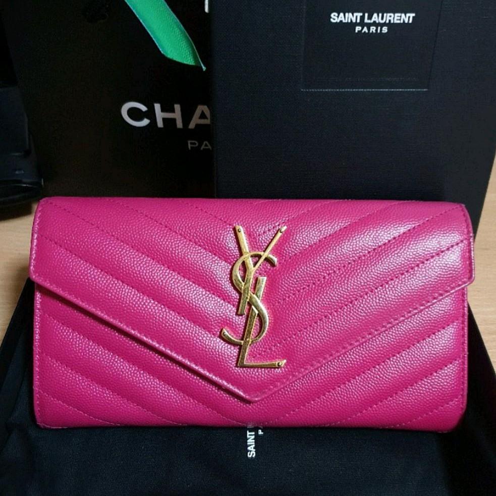 AUTHENTIC YSL RED CARD HOLDER, Luxury, Bags & Wallets on Carousell