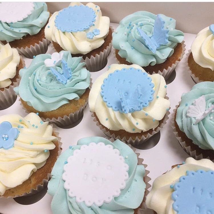 Baby Shower Gender Reveal Cupcakes Food Drinks Baked Goods On