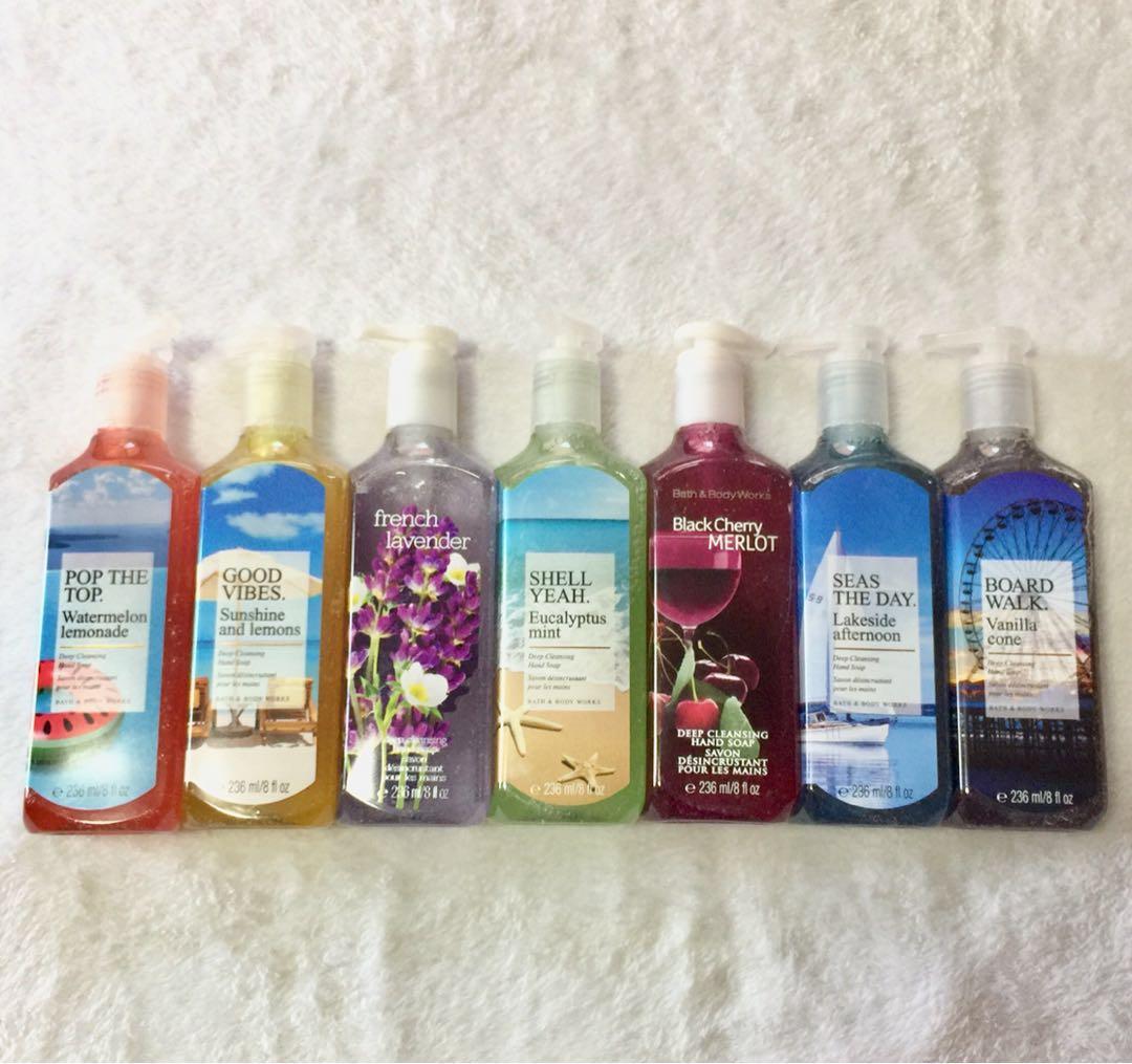 Bath and Body Works Bundle (Category: Bath) located in Las Pinas. Submitted by mbisl (Listing ID 197751112, Image 2). Description: Bath and Body Works Any 3 for only 1000!! Sold individually for 350 (Hand soap) and 400 (body cream) Perfect as gifts for the holidays! Gentle Foaming Hand Soap: Kitchen Lemon Vanilla Cone Deep Cleansing Hand Soap: Black Cherry Merlot Board Walk Vanilla Cone Pop The Top Watermelon Lemonade Seas The Day Lakeside Aftern