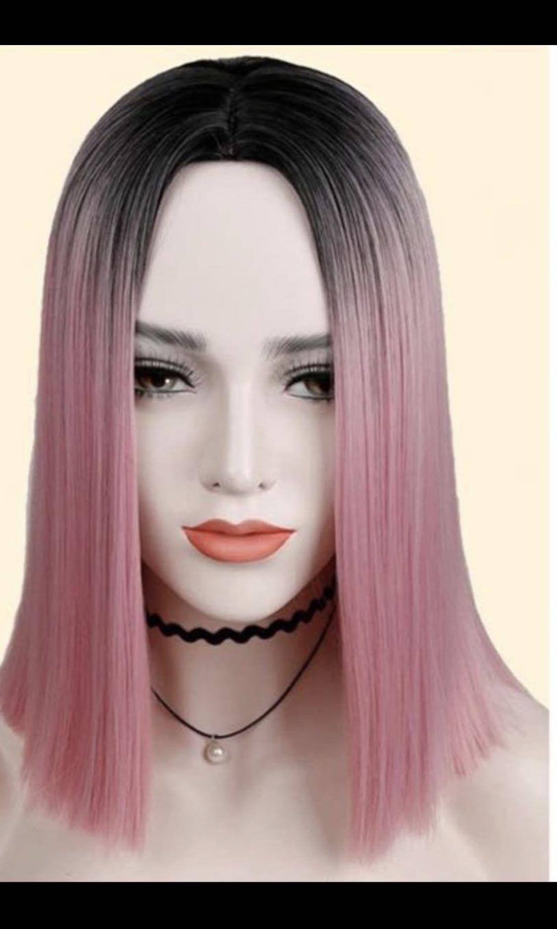Best Of Ombre Dip Dye Cotton Candy Pink Centre Parting Bob