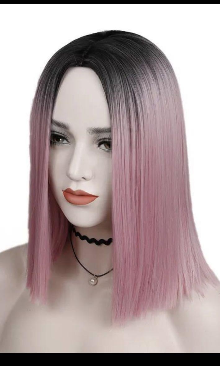 Best Of Ombre Dip Dye Cotton Candy Pink Centre Parting Bob