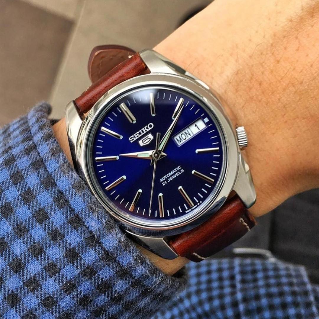  BNIB Seiko 5 Automatic Poor Man s Grand Seiko Blue Dial Stainless 