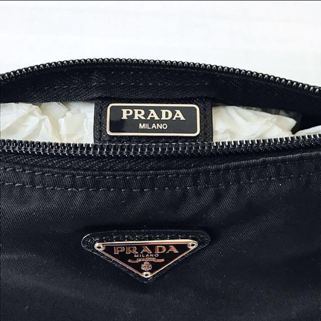 Brand New Authentic Prada Milano 1N0011 Black Nylon Pouch Complete