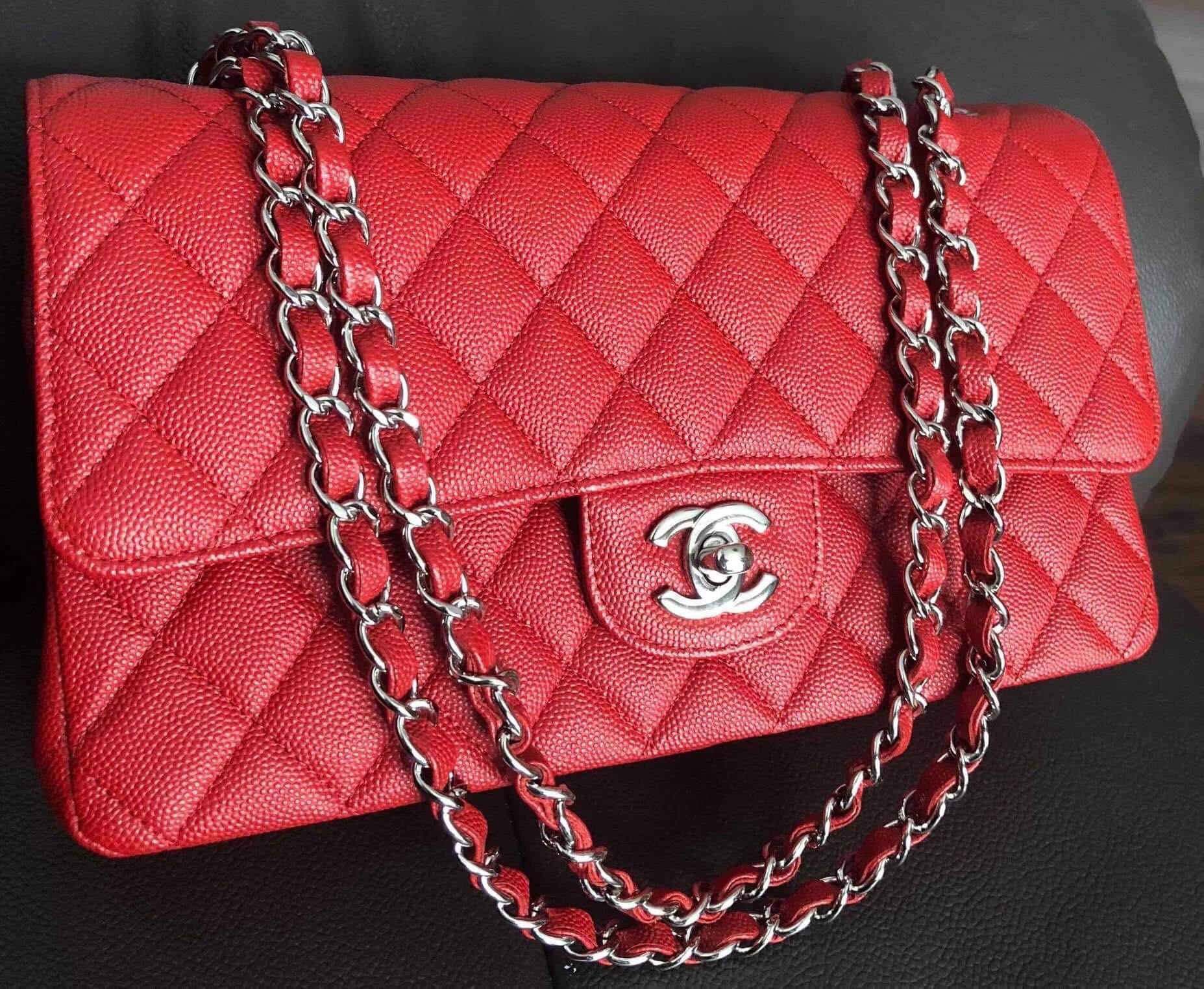 Chanel Classic Coral Red Quilted Caviar Gold Hardware Medium Flap Bag at  1stDibs  red chanel bag red chanel purse chanel bag red