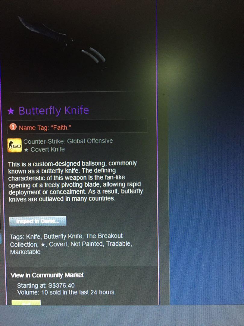 CSGO Butterfly knife Vanilla, Video Gaming, Gaming Accessories, Game