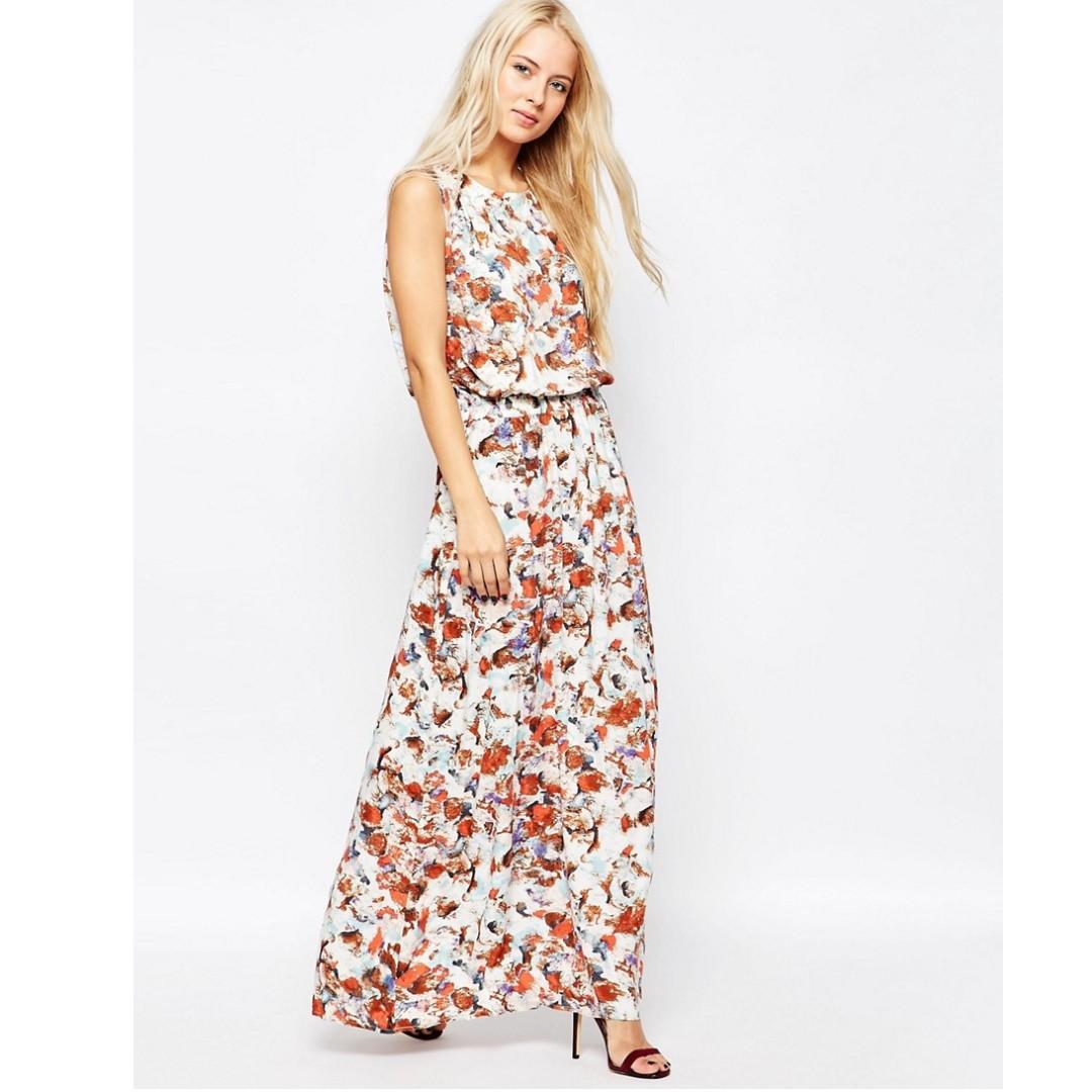 H M Designer Pastel Floral Fantasy Ruffles Chiffon Maxi Long Dress Gown Women S Fashion Clothes Dresses Skirts On Carousell