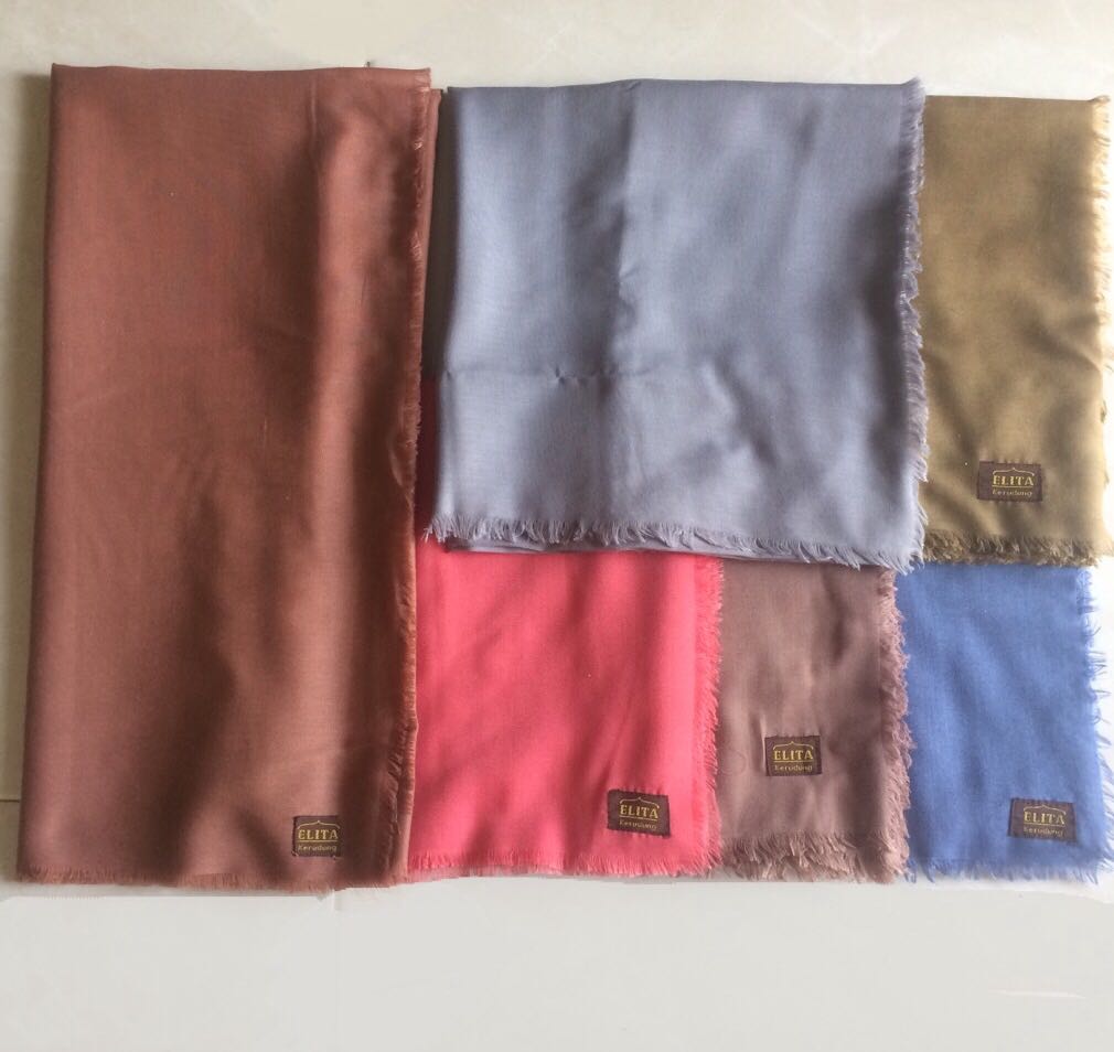 Jilbab Kerudung Elita Pasmina Segi Empat Katun Womens Fashion
