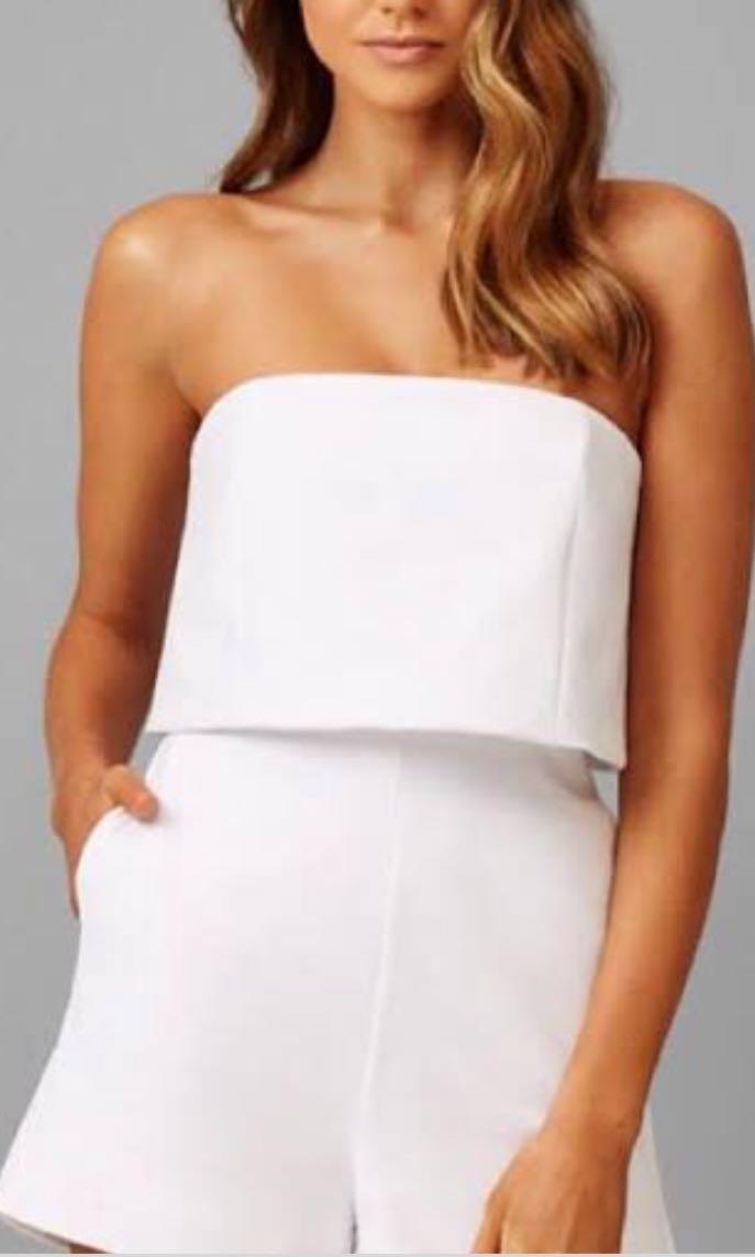 strapless white playsuit
