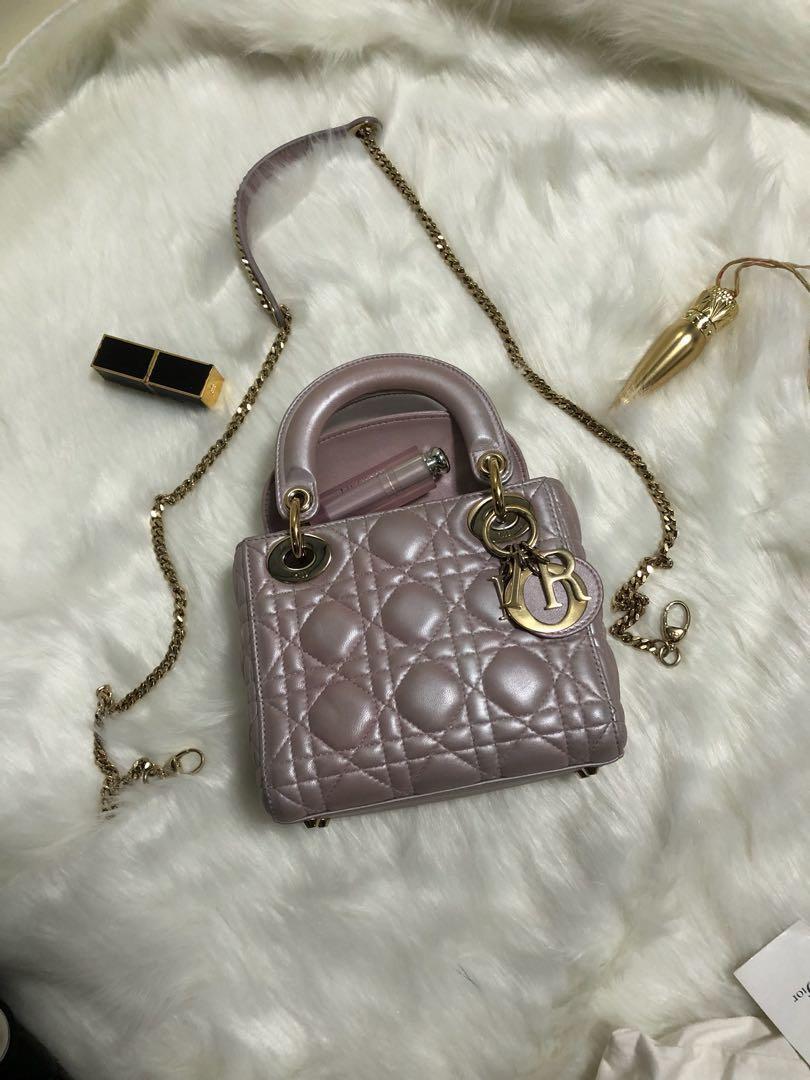 Lady Dior Mini Pearly Pink Luxury Bags Wallets Sling Bags On Carousell