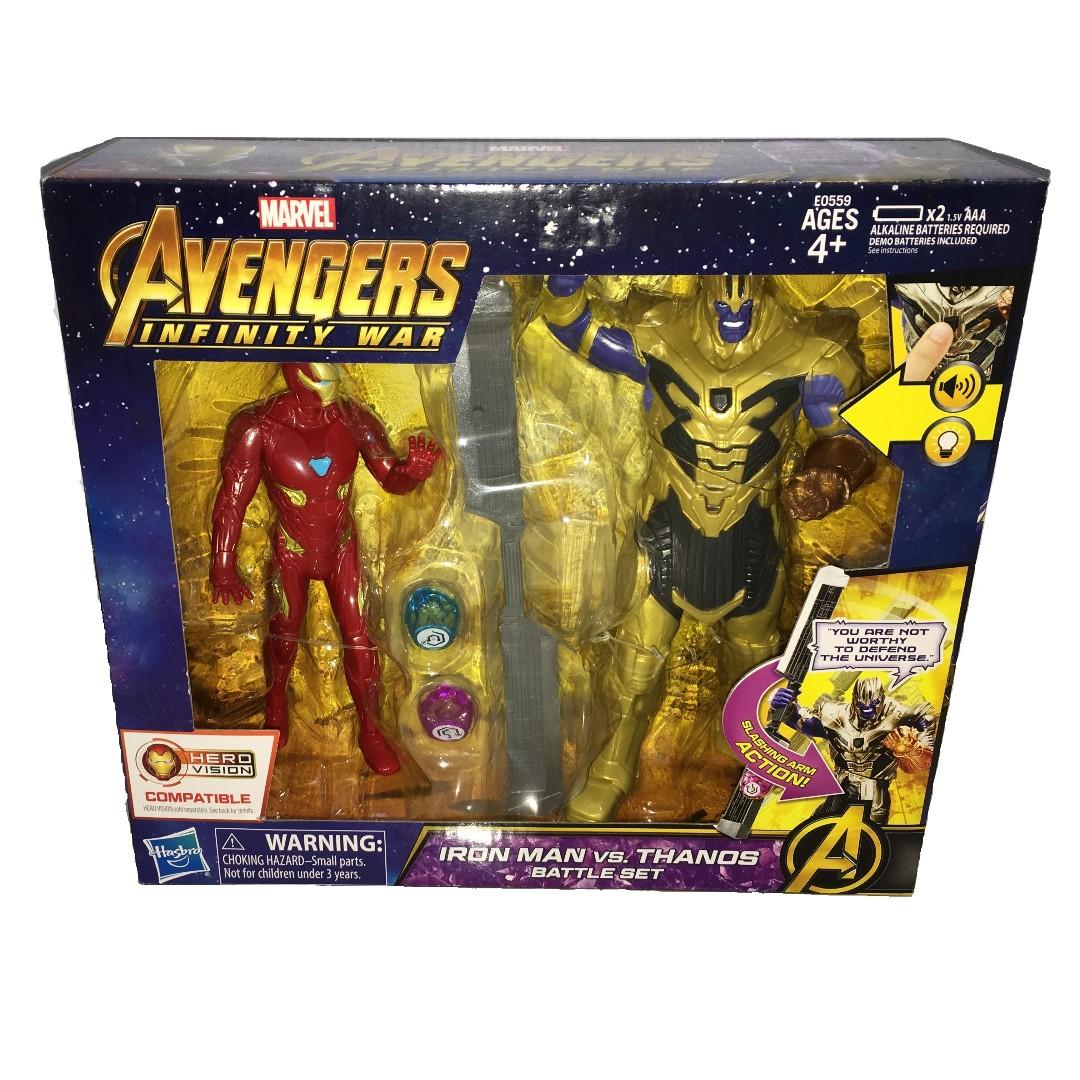 The Avengers Iron Man Vs Thanos Battle Set Toys Games Collectible Figures Memorabilia Cate Org - iron man glove roblox