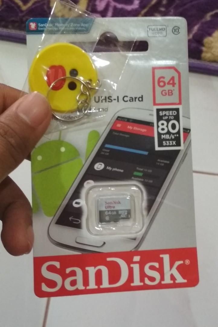 Micro SD Card (Category: Chargers & Cables) located in Kemaman. Submitted by dmobile_lagend (Listing ID 197878885, Image 1). Description: Sandisk Original 64gb speed up to 80mbs new new new.