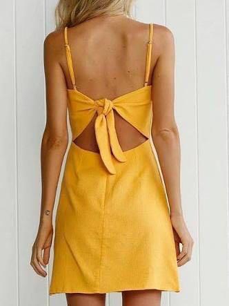 Paper Closet yellow tie back dress size 6 Women s Fashion Clothes on Carousell