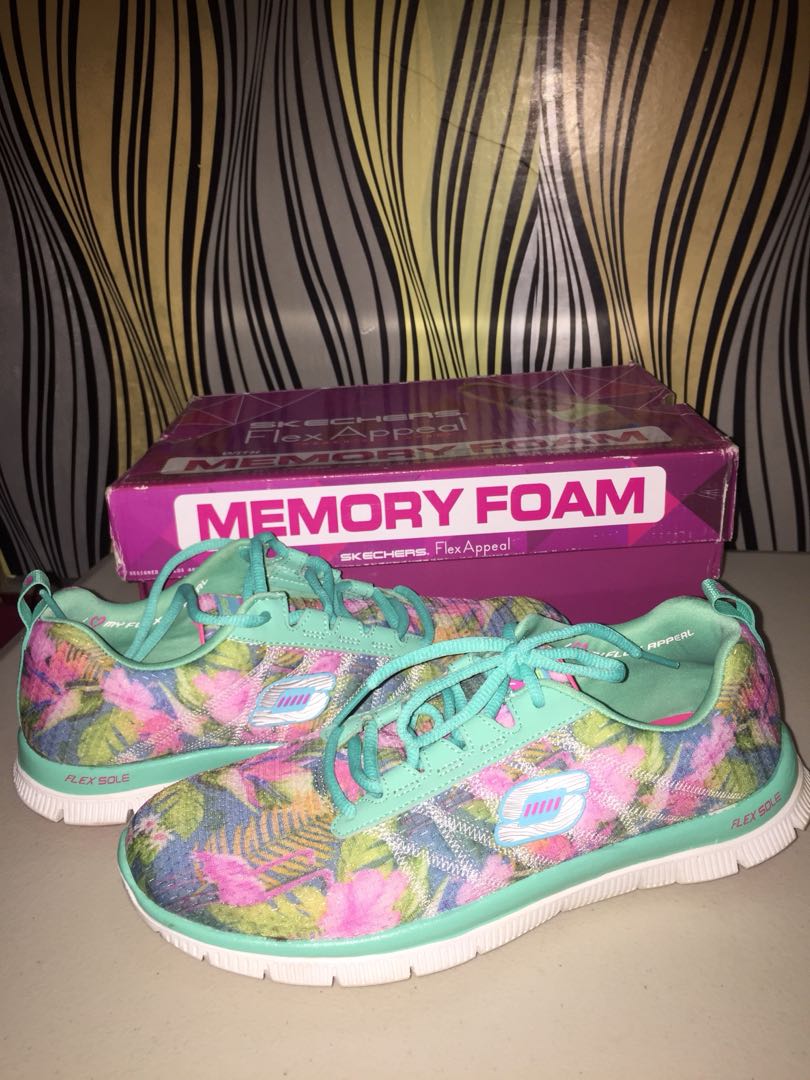 floral skechers memory foam