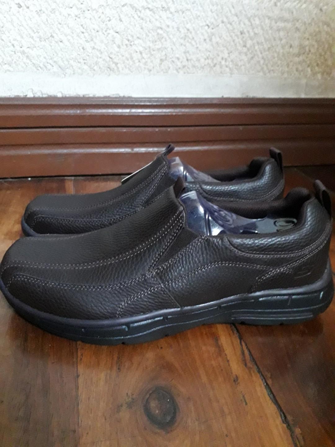 black leather memory foam shoes