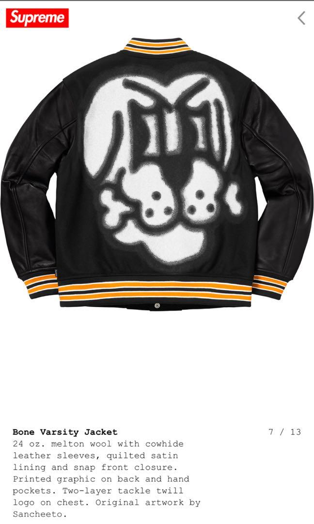 豪華で新しい Supreme Bone 希少L シュプリーム 18AW Varsity Bone