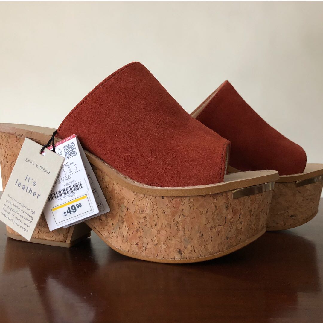 cork wedge mules