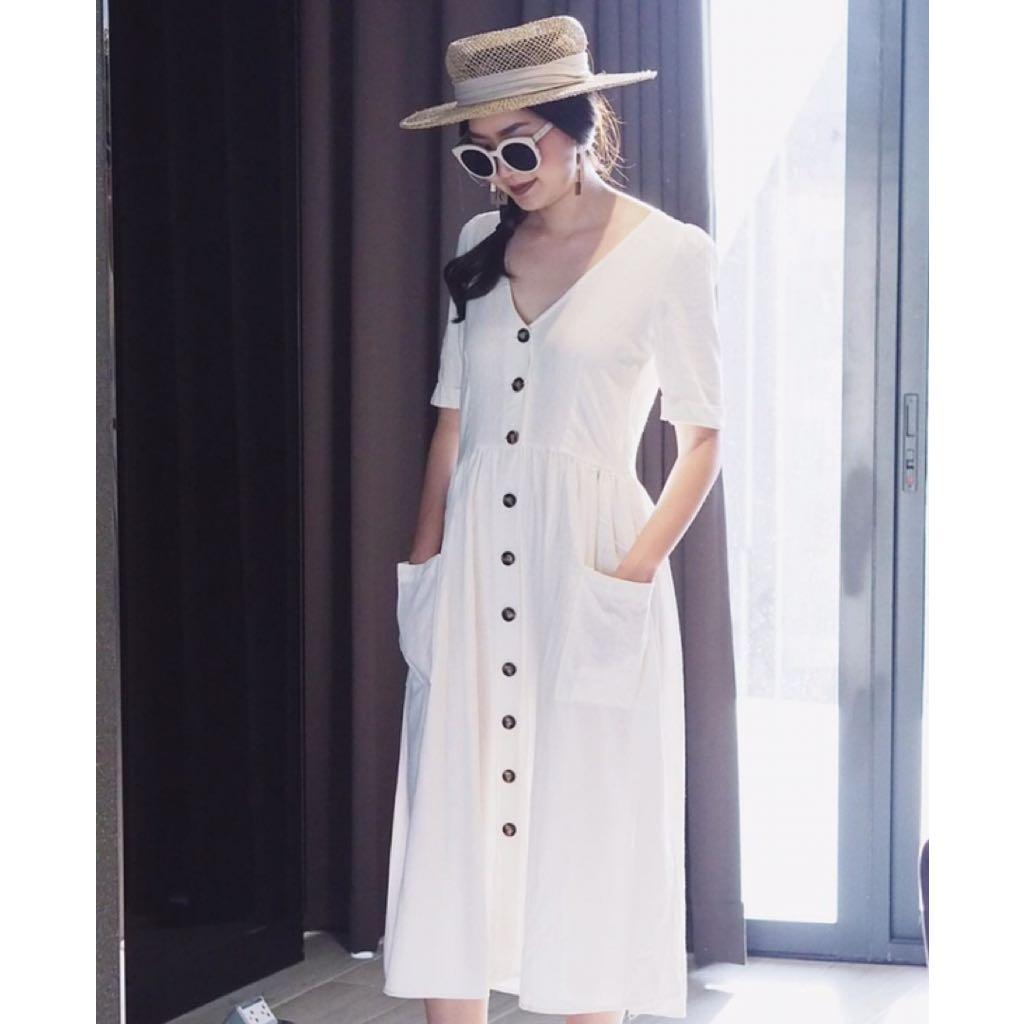 zara linen midi dress