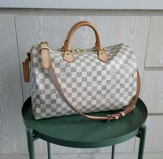 lv Speedy 25cm White Azure, Women's Fashion, Bags & Wallets, Shoulder Bags  on Carousell
