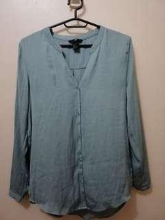 H&M Light Green Draped Button Down