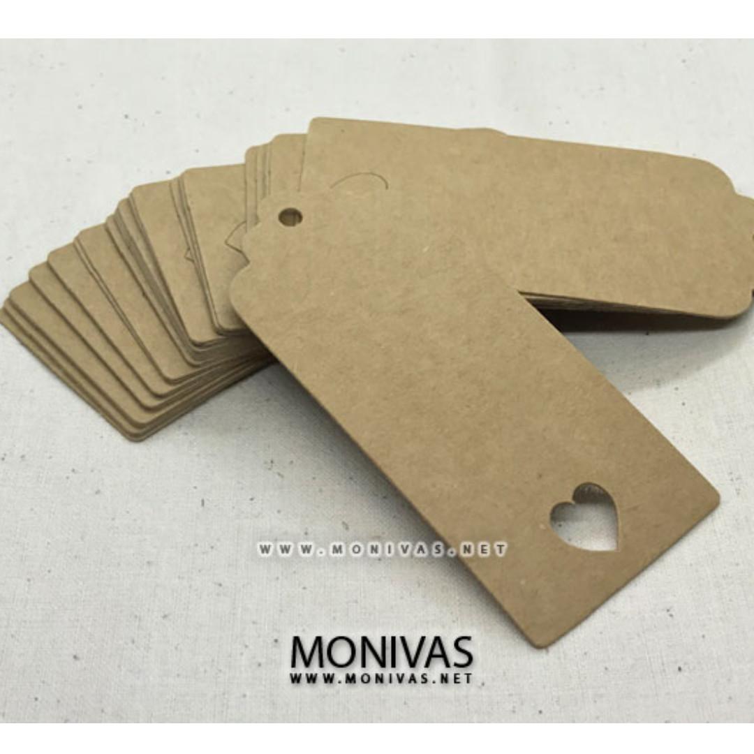 12pcs Diy Plain Kraft Tags Scallop Rectangle Heart Punch Wedding