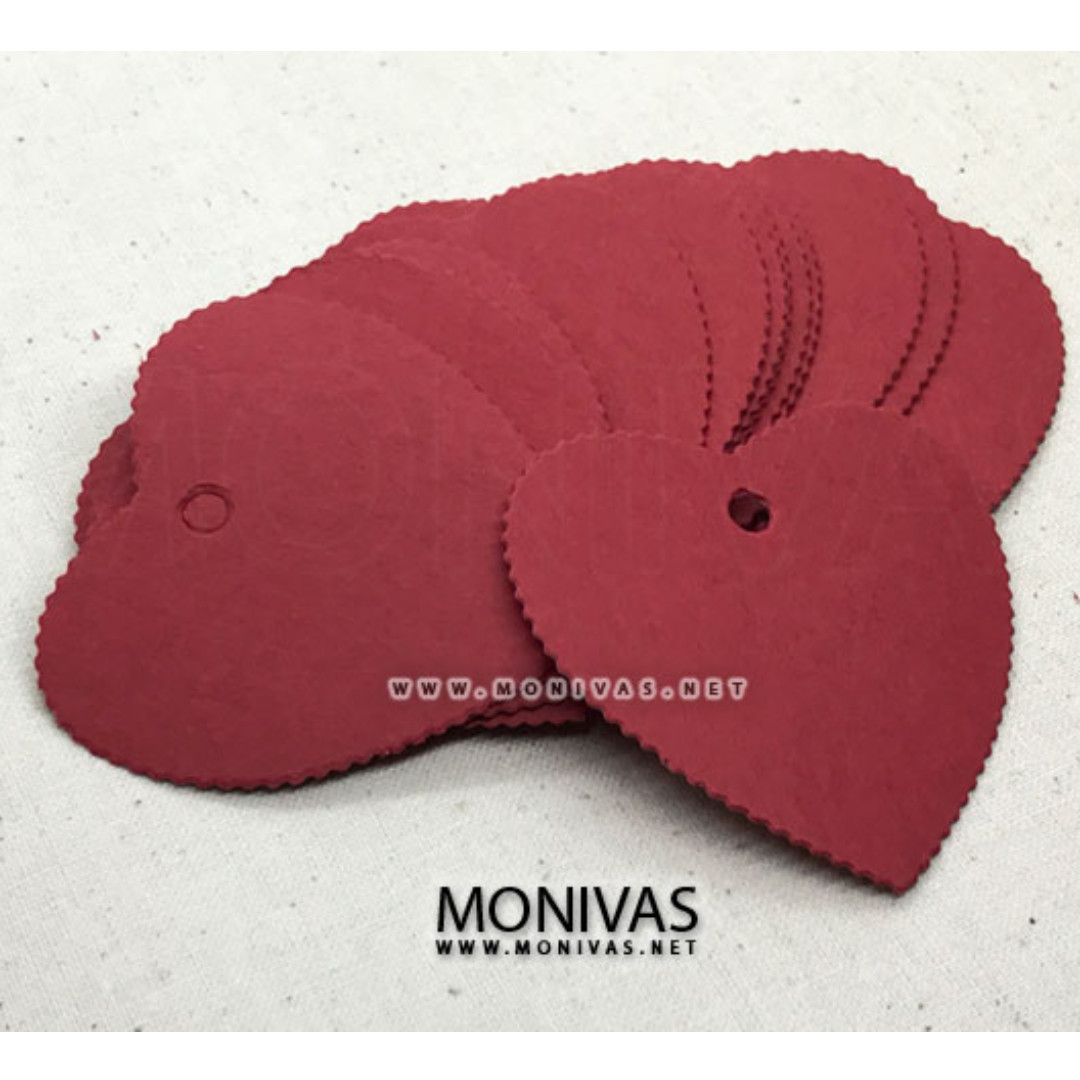 12pcs Diy Scallop Heart Shape Plain Red Gift Tags Mini Wedding