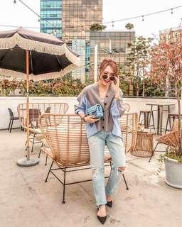 Samantha Lin 針織拼接條紋上衣