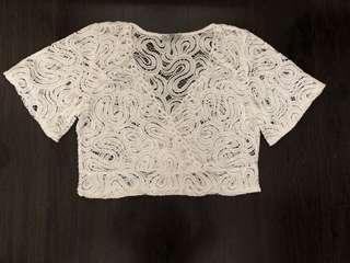 Zara white lace cropped top