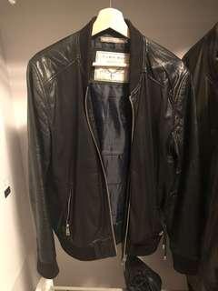 Zara mens real sheep leather bomber jacket