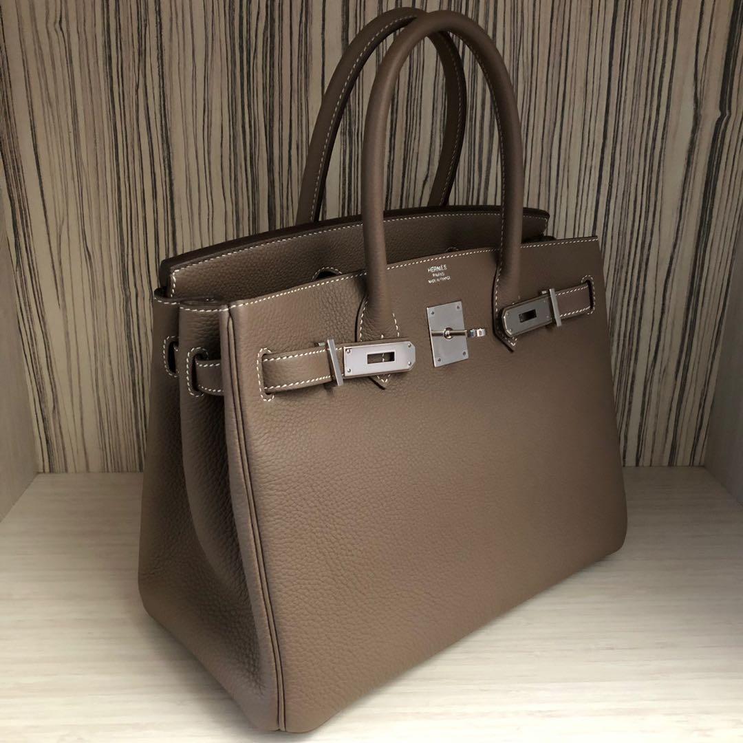 Hermes Birkin 30 Etoupe PHW Stamp A For Sale at 1stDibs