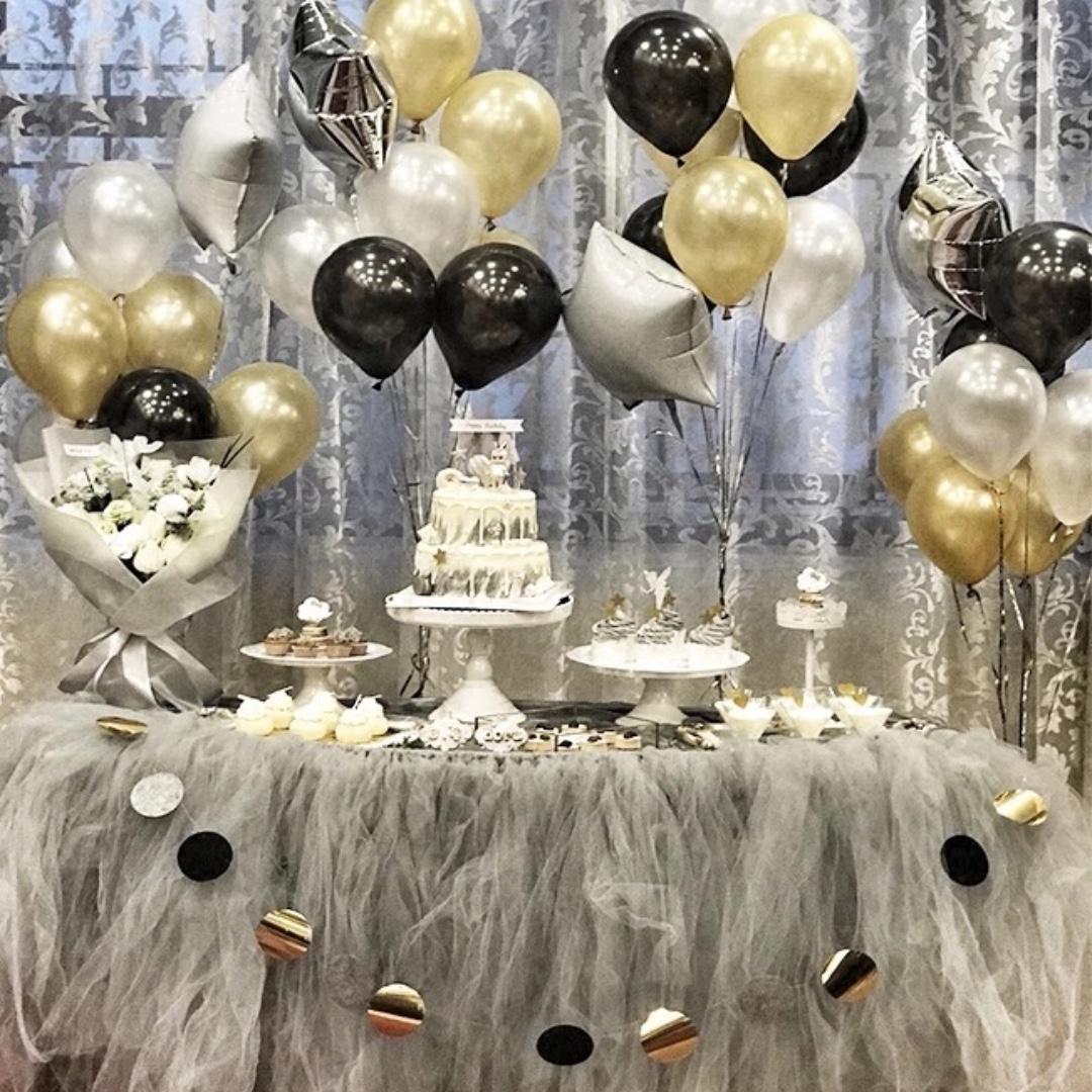Black Gold Silver Party Theme Balloons Design Craft Others On