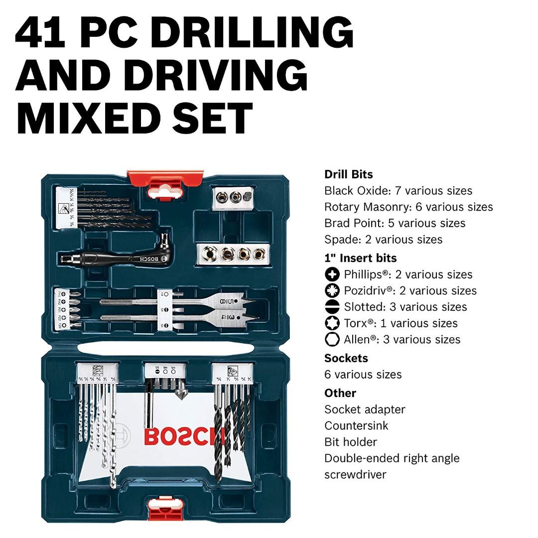Bosch MS4041 41 Piece Drill and Drive Bit Set Furniture Home Living Home Improvement Organisation Home Improvement Tools Accessories on Carousell