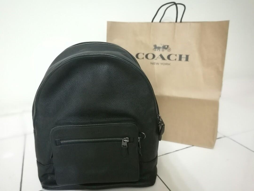 Brand New Coach Mens West Backpack Black Pebble Leather F23247