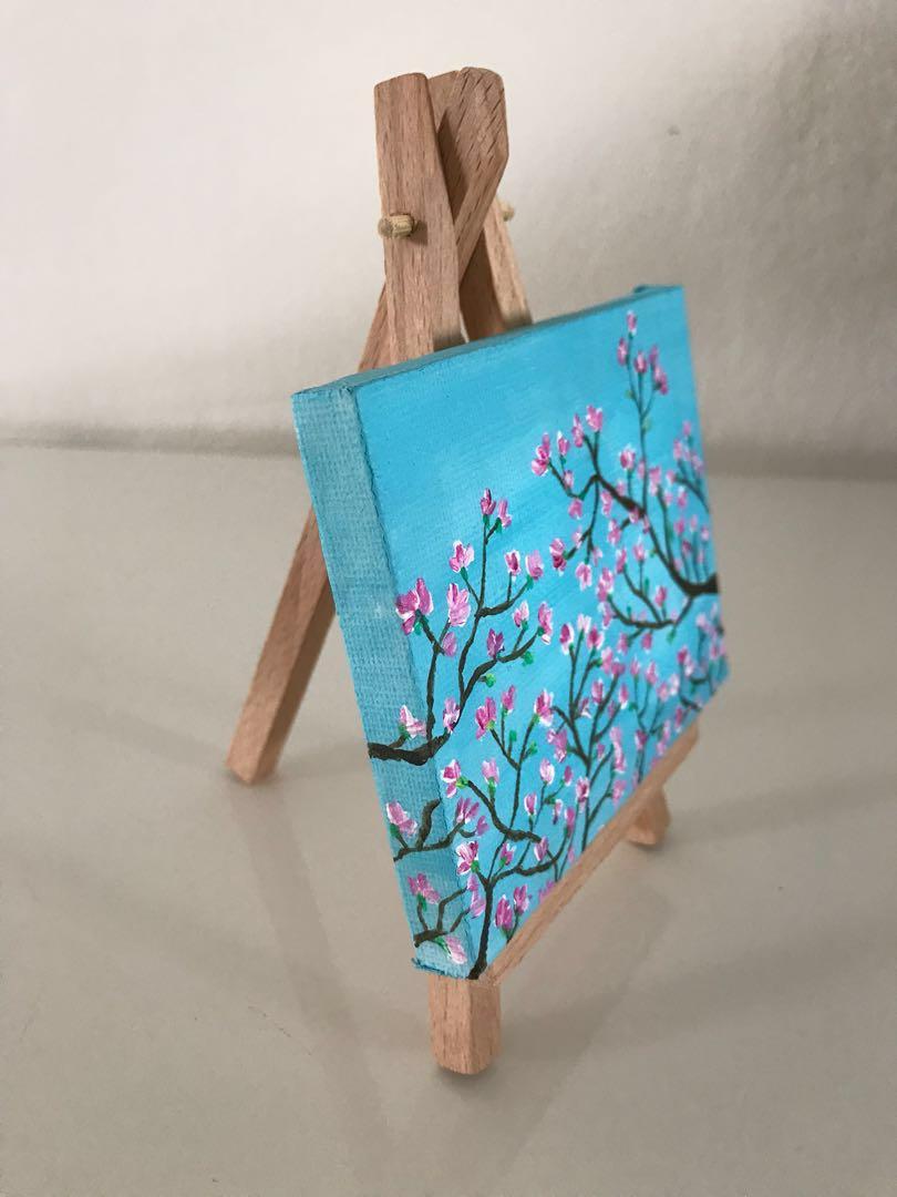 Christmas Gift Mini Canvas Acrylic Painting Spring Flowers Design Craft Art Prints On Carousell