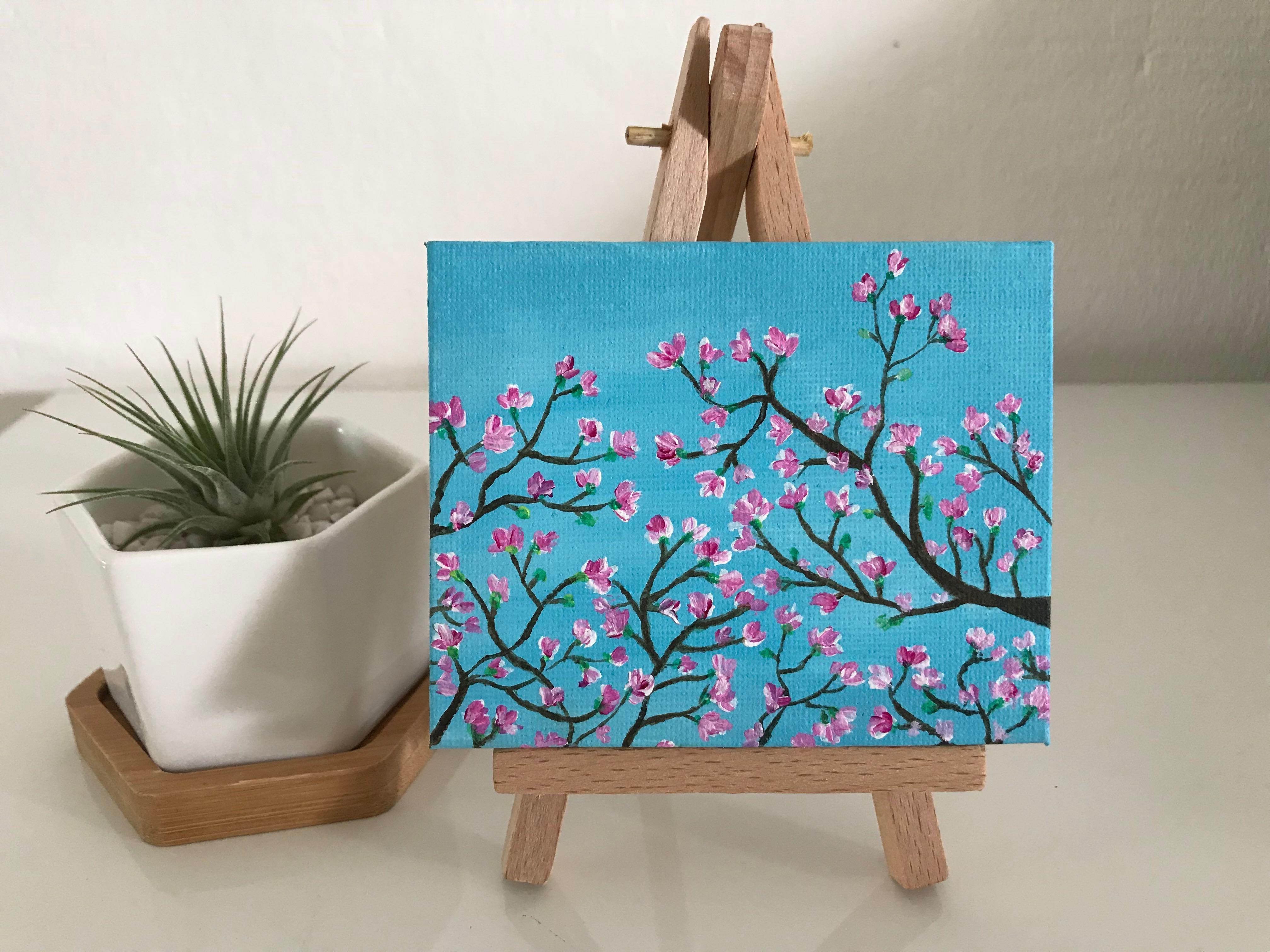 Christmas gift-Mini canvas acrylic painting-spring flowers, Hobbies ...