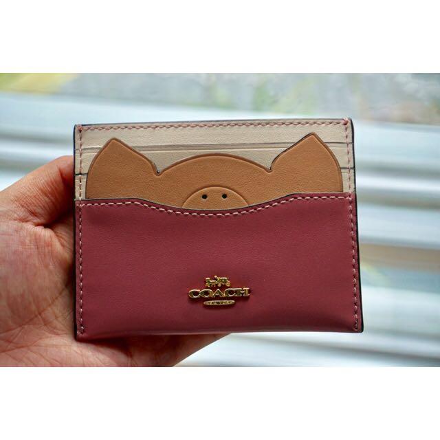 COACH Pig Cardholder in Pink