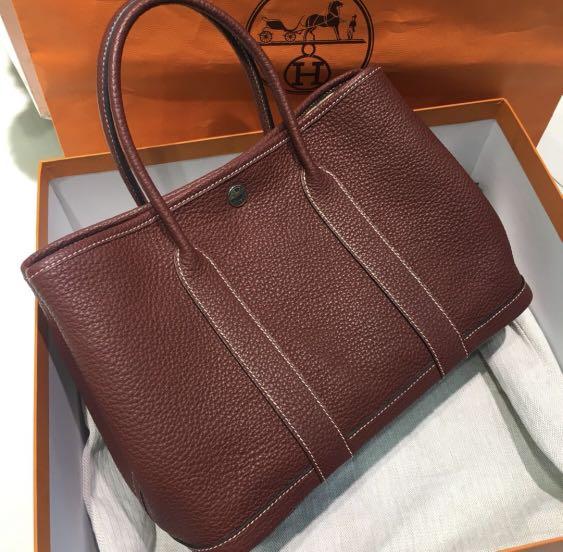 Hermes Garden Party 30 / Gold Full Leather, Luxury, Bags & Wallets on  Carousell