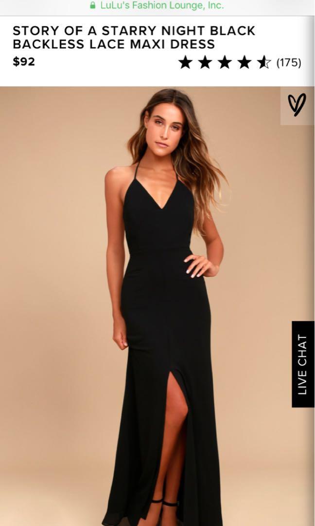 Story of a starry night hot sale black backless lace maxi dress