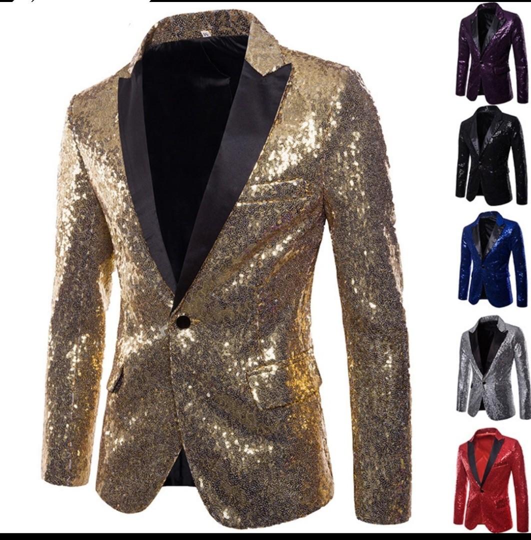 Men blazer purple red black blue gold jacket Men s Fashion Coats