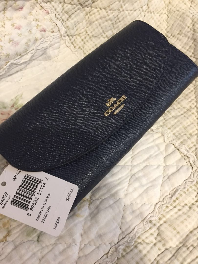 NEW Coach Leather Wallet Navy Blue Luxury Bags Wallets on