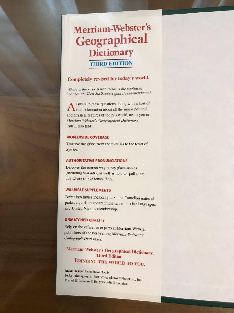 New Hardcover Book Merriamster's Geographical Dictionary 3rd