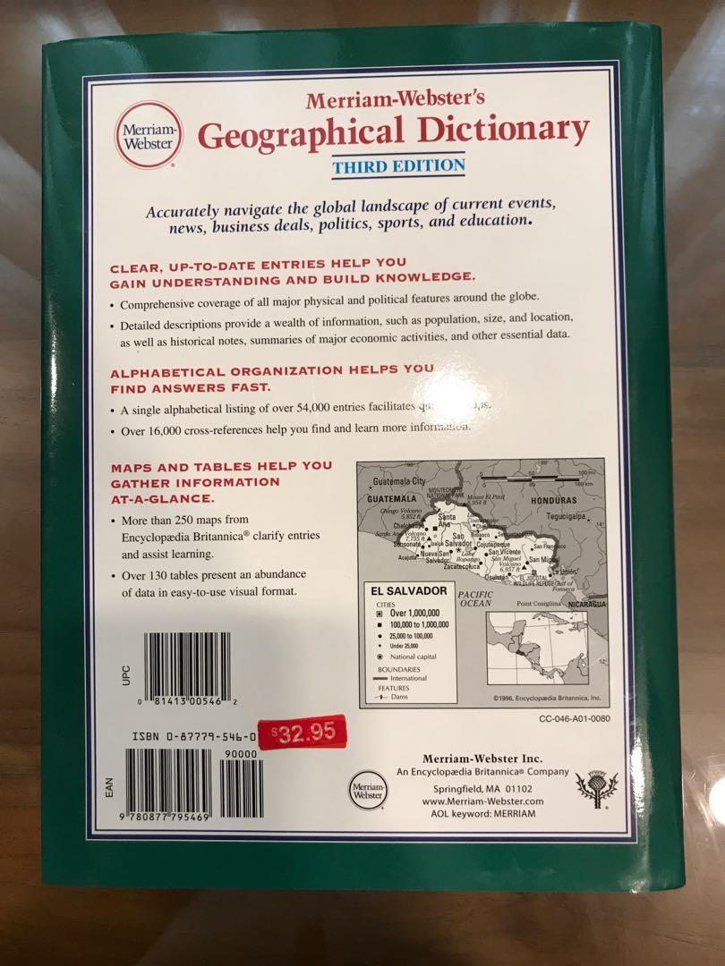 New Hardcover Book Merriamster's Geographical Dictionary 3rd