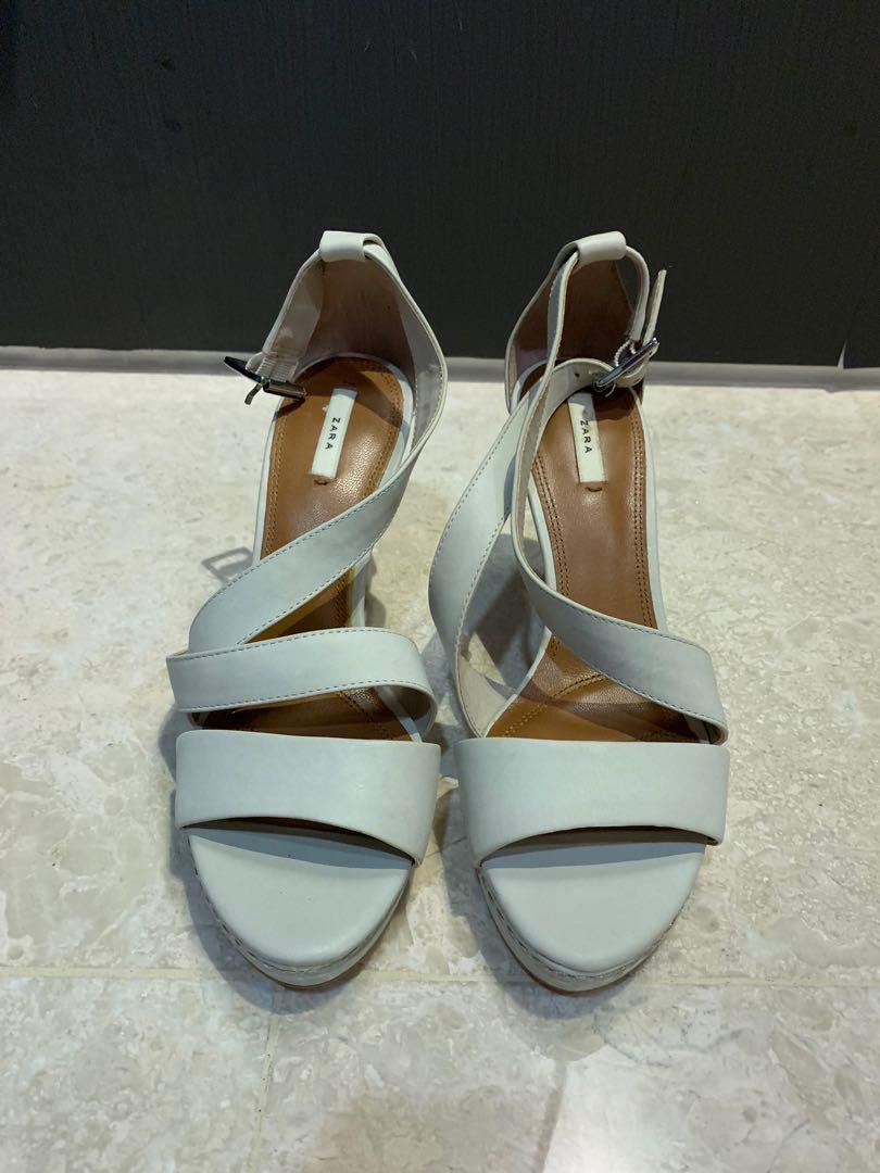 zara white strappy heels