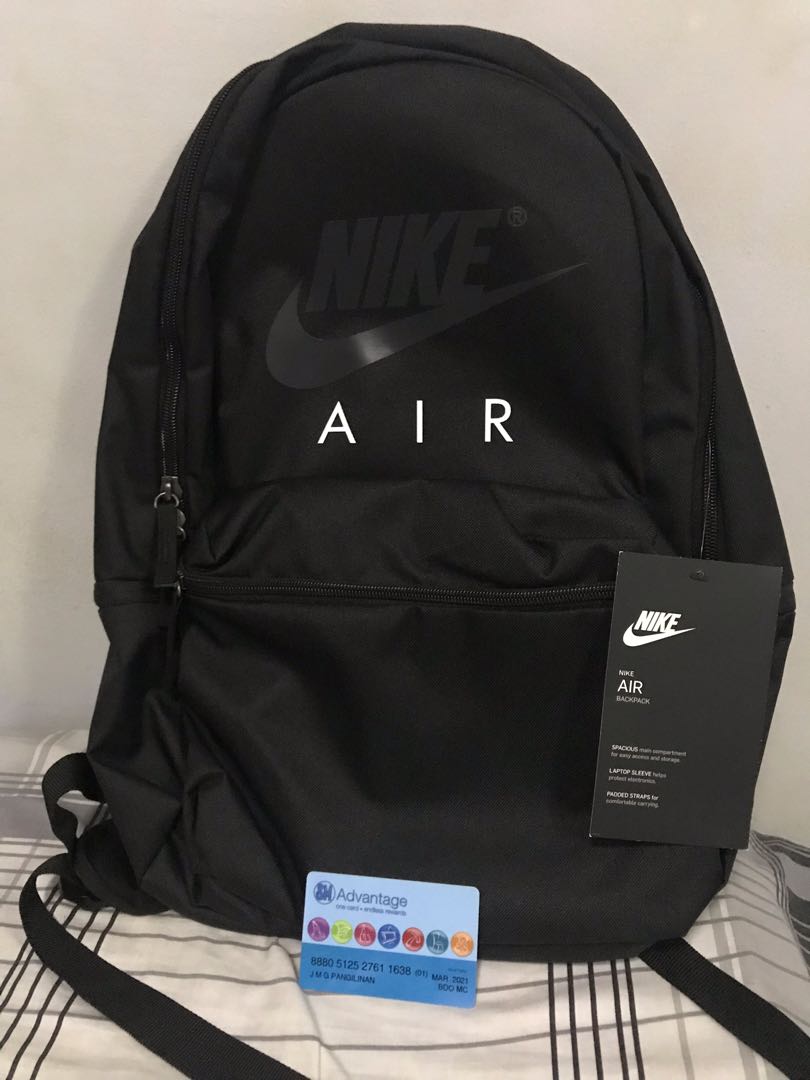 nike air backpack black and grey