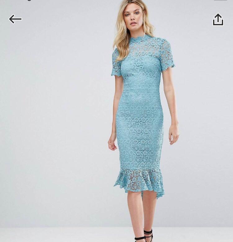 paper dolls high neck lace midi dress