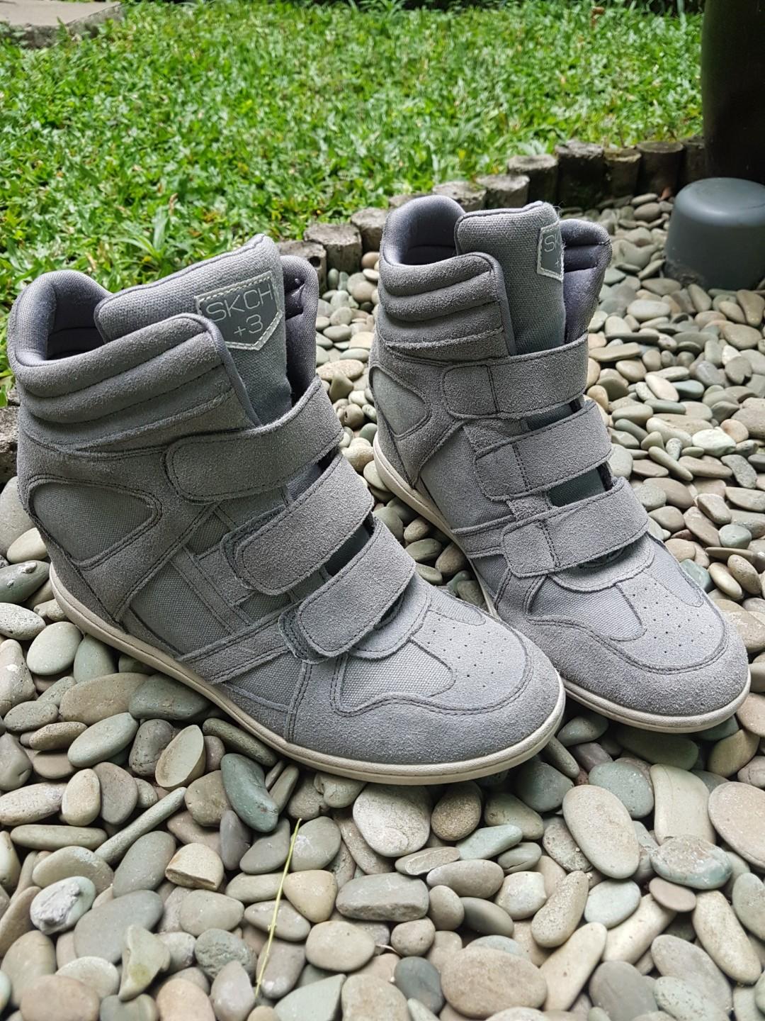 skechers high top wedge sneakers