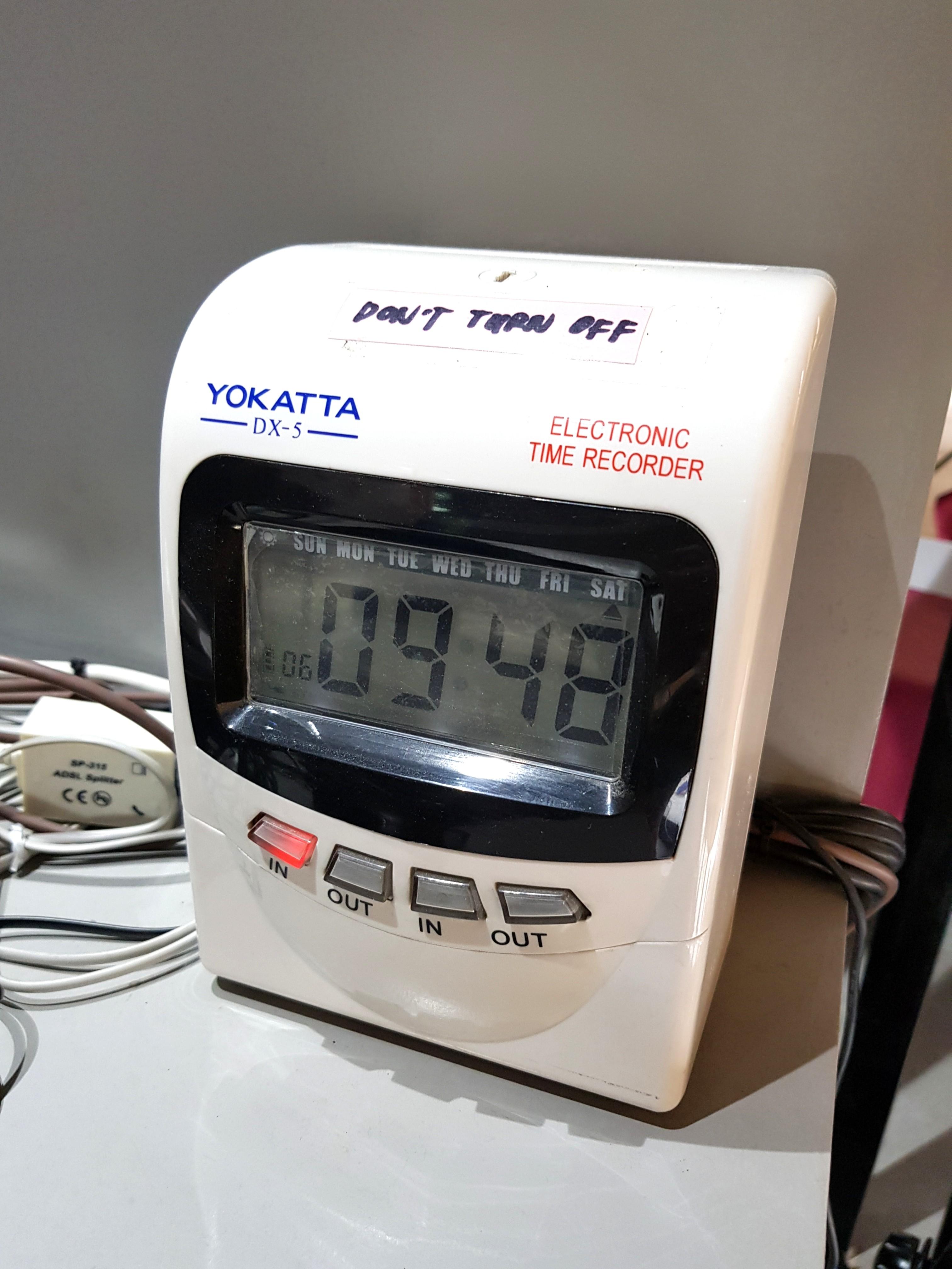 Yokatta DX5 Electronic Daily Time In Recorder Bundy Clock FREE Time