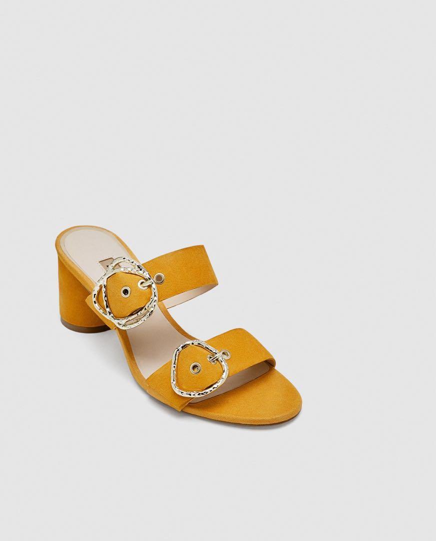 mustard mid heels